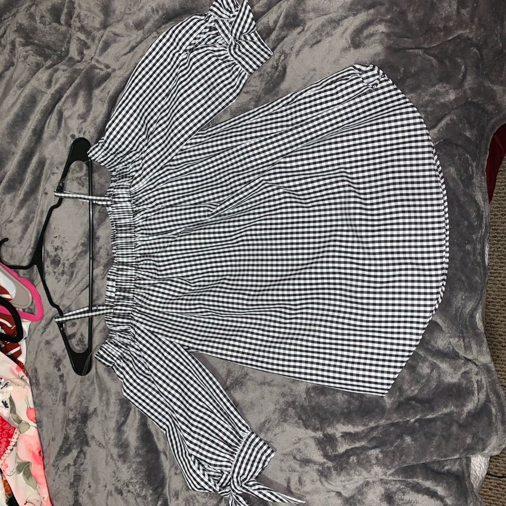 Plaid strapless shirt